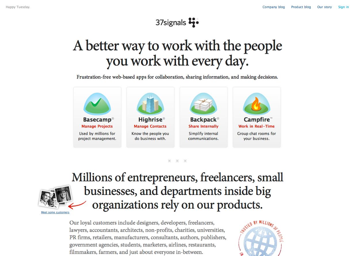 37signals | Web Design Inspiration | Siteinspire